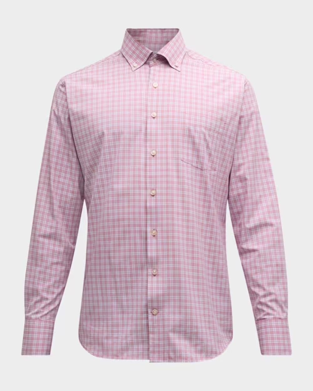 Peter Millar Mens Pink Check cotton Plaid Button Down Shirt Nano Medium A011055
